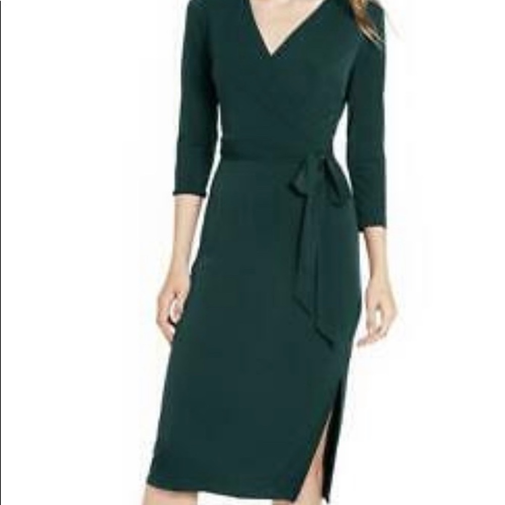 INC V Neck green dress size M